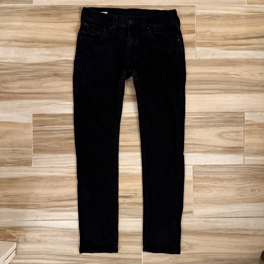 True Religion Rocco Relaxed Skinny Jeans Mens 32 Rinse Black Flap Pocket 101674